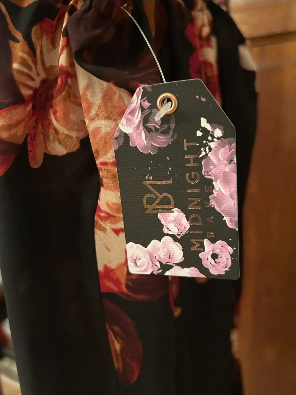 NWT Midnight Bakery (Nordstrom brand) Black Floral Chemise Slip Size S